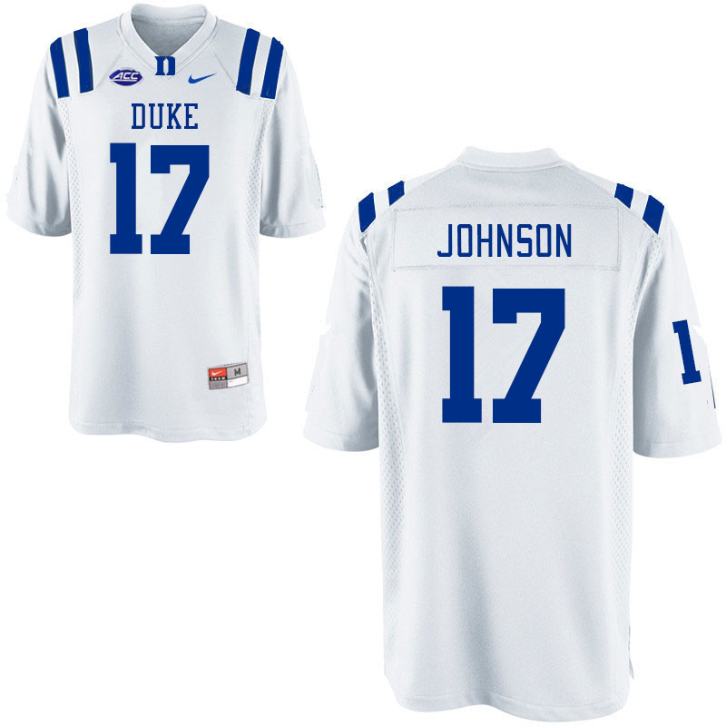 Men #17 Kendall Johnson Duke Blue Devils College Football Jerseys Stitched Sale-White - Click Image to Close